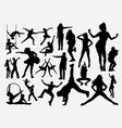 dancing male and female silhouette vector image