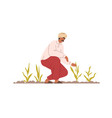 happy indian farmer working on organic agriculture vector image vector image