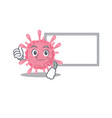 corona virus germ thumbs up bring a white board vector image
