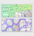 easter banners with 3d ornate eggs on green vector image vector image