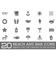 set of beach sea bar elements and summer can vector image