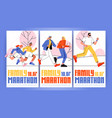 family marathon ads banners invitation sport vector image