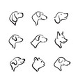 group of hand drawn dog head on white background vector image