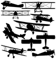 silhouettes of old aeroplane - biplane vector image