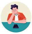 waiting for phone call on white vector image vector image