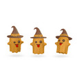 cute cartoon 3d halloween ghost with witch hat vector image