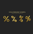 gold percent set on dark background 3d discount vector image vector image