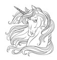 unicorn head coloring book page vector image vector image