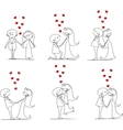 big set groom and bride with flying hearts vector image