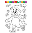 coloring book ice skating bear vector image vector image