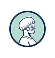 female nurse wearing face mask side profile mascot vector image