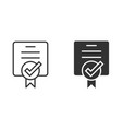 approve certificate icon in flat style document vector image