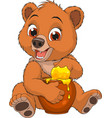 funny bear with a pot of honey vector image vector image