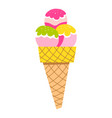 ice cream cones in waffle tasty dessert gelato vector image
