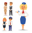 pilots and stewardess airline vector image