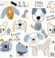 seamless pattern with creative dog characters vector image