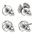 music skull side view set hand drawn vector image vector image