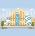 city library high multi-storied building exterior vector image