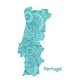 textured map of portugal hand drawn ethno vector image vector image