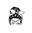 messy bun camping mom image vector image