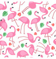 seamless pattern with pictures of pink flamingo vector image