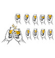 two hands raised stemware vector image