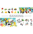 isometric banking elements set vector image