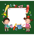 back to school school kids with a sign board vector image vector image