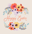 happy easter floral card vector image
