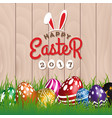 happy easter woodboard greeting card vector image