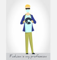 young man in mask and sunglasses on white vector image