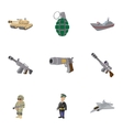 army weapons icons set cartoon style vector image