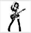 rockabilly pinup girl sitting on guitar - isolated vector image