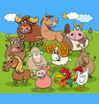 funny cartoon farm animals characters group vector image vector image