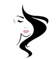 long hair style icon logo women face vector image