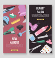 beauty salon tools concept banners haircut vector image