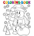coloring book snowman topic 3 vector image vector image
