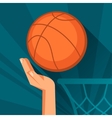 sports hand shot basketball ball through hoop vector image