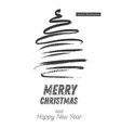 christmas tree sketch isolated on white vector image vector image