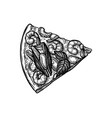 ink sketch seafood pizza vector image