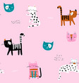 seamless pattern with cute cats creative childish vector image vector image