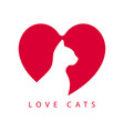 sign cat love cute kitten pet logo design vector image
