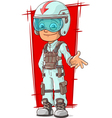 cartoon racer in uniform with helmet vector image