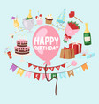 happy birthday greeting card and elements vector image