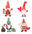 set of cute gnomes for christmas design vector image