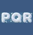 snowy letters p q r vector image