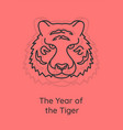 tiger in chinese zodiac postcard with linear vector image
