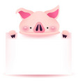 cute pig character with blank signboard vector image