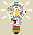 sparks idea in bulb factory vector image vector image