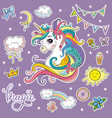 set fancy cartoon unicorn vector image vector image